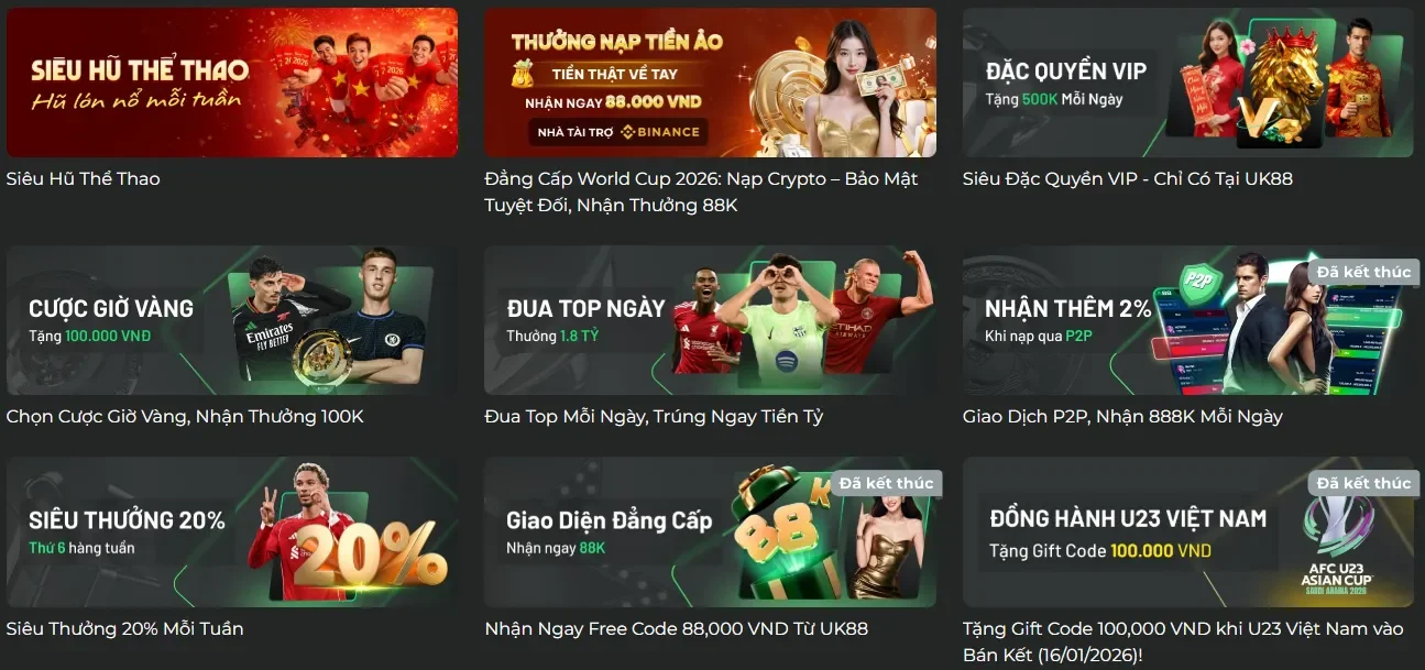 Chương trình khuyến mãi thưởng chào mừng 88K tại UK88